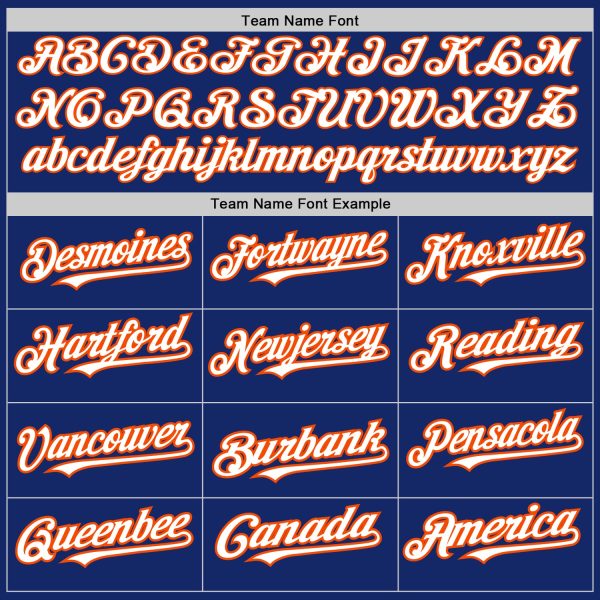Custom Royal White-Orange 3 Colors Arm Shapes Authentic Baseball Jersey - Image 5
