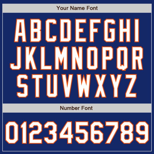 Custom Royal White-Orange 3 Colors Arm Shapes Authentic Baseball Jersey - Image 6