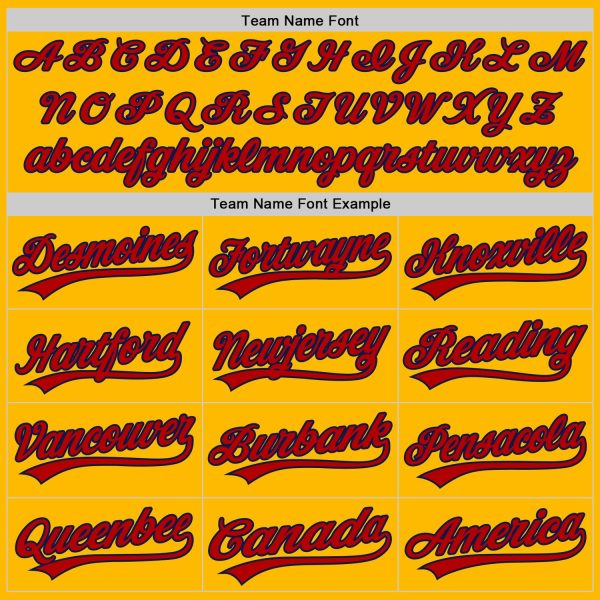 Custom Gold Red-Navy Authentic Throwback Baseball Jersey - Image 4