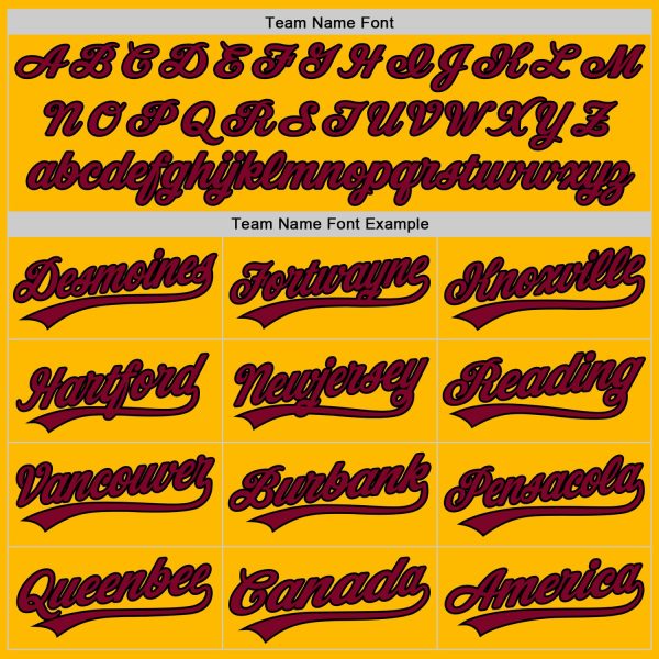 Custom Gold Maroon-Black Authentic Throwback Baseball Jersey - Image 4