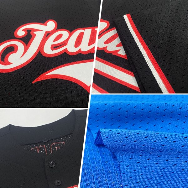 Custom Light Blue Maroon-White Mesh Authentic Throwback Baseball Jersey - Image 2