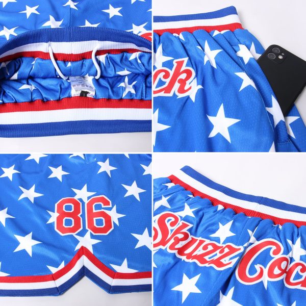 Custom Royal Red-White 3D Pattern Design American Flag Authentic Basketball Shorts - Image 4