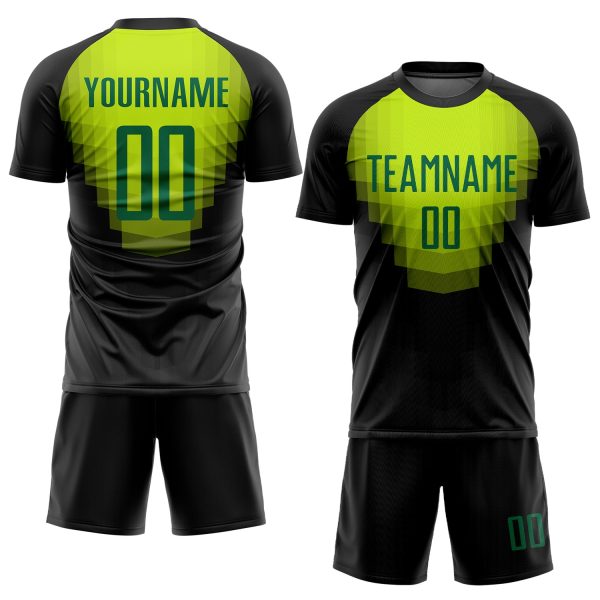 Custom Black Kelly Green Sublimation Soccer Uniform Jersey - Image 2