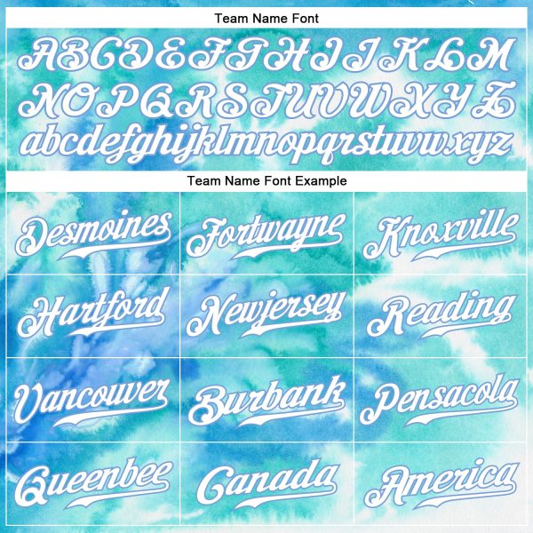 Custom Tie Dye Light Blue-White 3D Authentic Baseball Jersey - Image 4