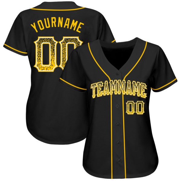 Custom Black Gold-White Authentic Drift Fashion Baseball Jersey - Image 2