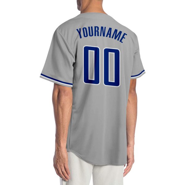 Custom Gray Royal-White Authentic Baseball Jersey - Image 2